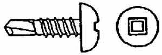 Reliable PKTZ612MR Screw, #6-20 Thread, 0.597 in L, Full Thread, Pan Head, Square Drive, Self-Drilling Point, Steel