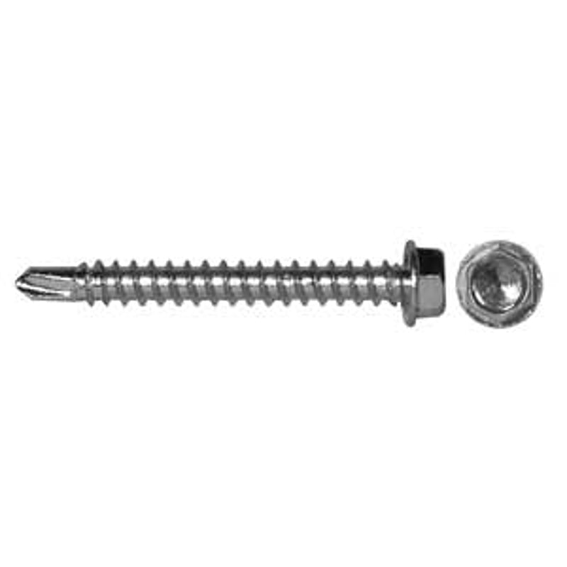 Reliable HTZ834MR Screw, #8-18 Thread, 0.891 in L, Full Thread, Hex Drive, Self-Drilling Point, Steel, Zinc