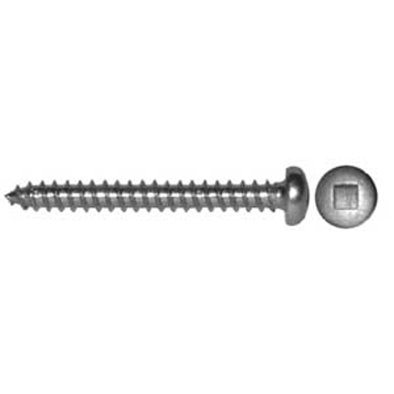 Reliable PKAS834MR Screw, 3/4 in L, Pan Head, Square Drive, Self-Tapping, Type A Point, Stainless Steel, Stainless Steel