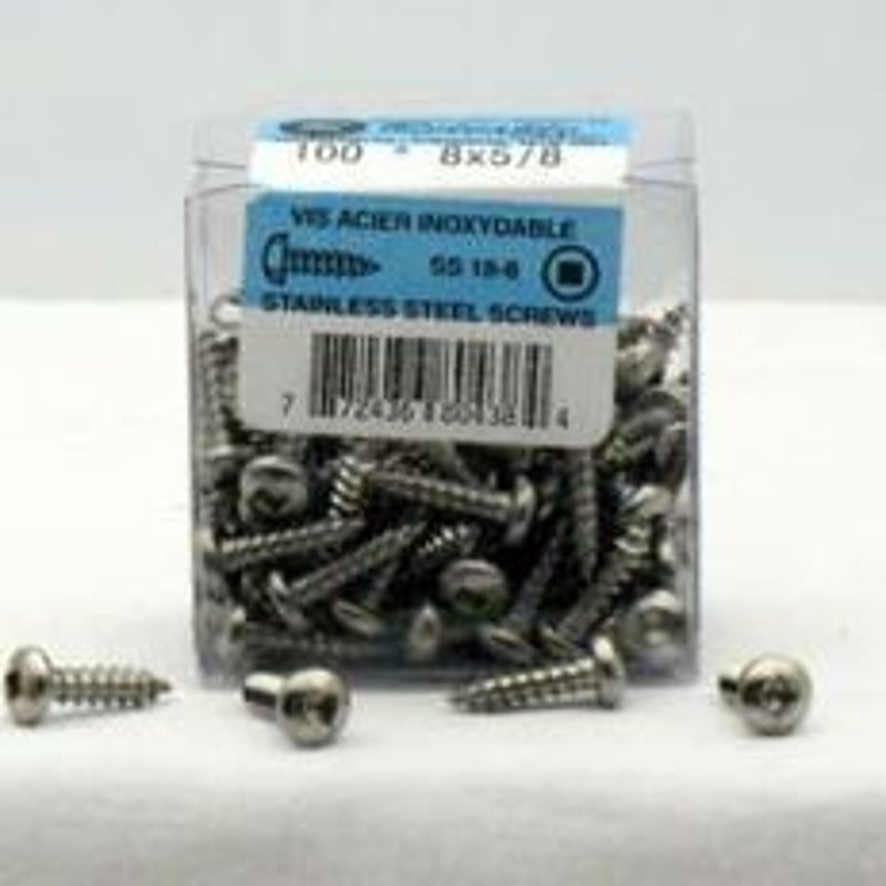 Reliable PKAS101VP Screw, 1 in L, Pan Head, Square Drive, Self-Tapping, Type A Point, Stainless Steel, Stainless Steel