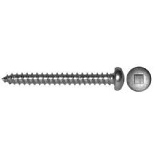 Reliable PKAS81VP Screw, 1 in L, Pan Head, Square Drive, Self-Tapping, Type A Point, Stainless Steel, Stainless Steel