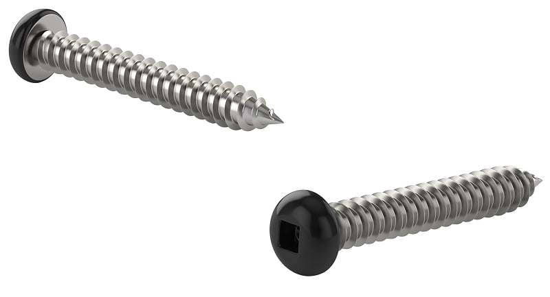 Reliable PKABLK658VP Screw, #6 Thread, 5/8 in L, Full Thread, Pan Head, Square Drive, Self-Tapping, Type A Point, Steel