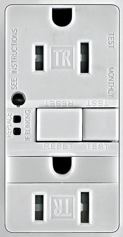 Eaton Wiring Devices TRSGFNL15W-K GFCI and Nightlight, 2 -Pole, 15 A, 125 V, Back, Side Wiring, NEMA: 5-15R, White