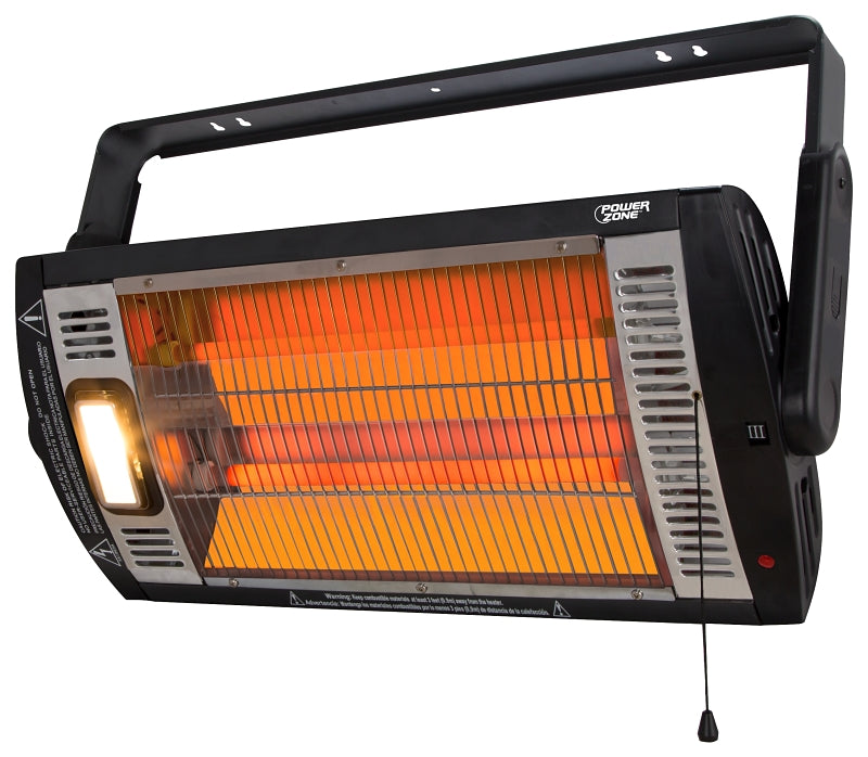 PowerZone QGW15-602 Ceiling Mounted Dual Quartz Heater, 12.5 Amp, 120 V, 1500 W, Black