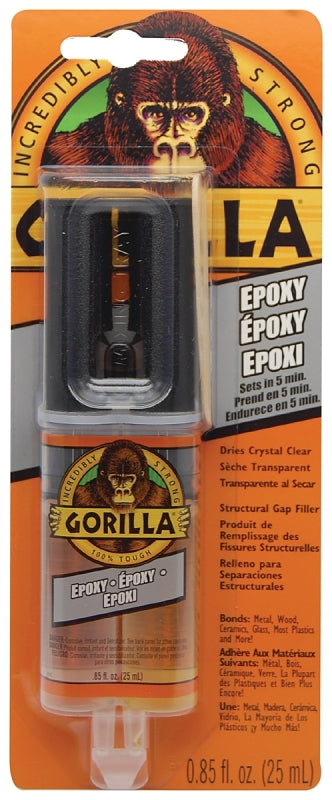 Gorilla 4200602 Epoxy Adhesive, Clear, Liquid, 0.85 oz Syringe