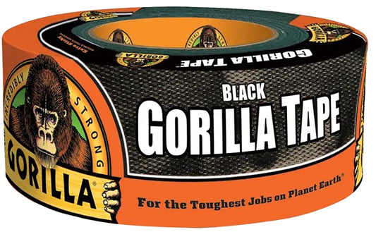 Gorilla 105631 Duct Tape, 10 yd L, 1.88 in W, Cloth Backing, Black