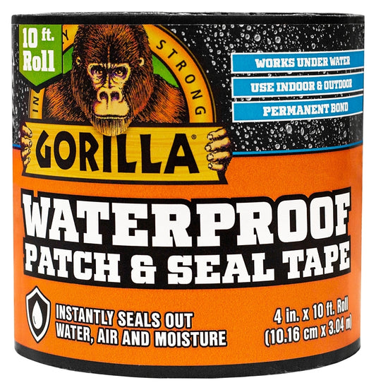 Gorilla 4670002 Patch and Seal Tape, 10 ft L, 4 in W, Black