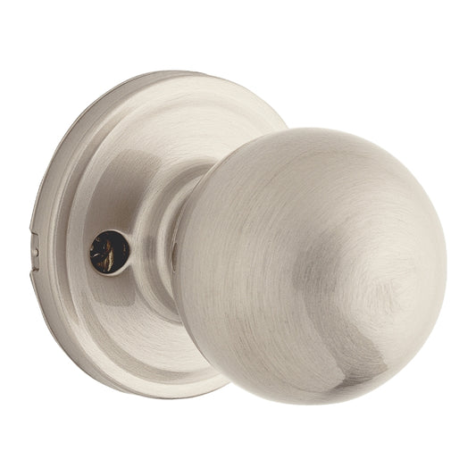 Weiser Huntington Series GA12 HT15 Dummy Door Knob, 2-1/8 in Dia Knob, Satin Nickel