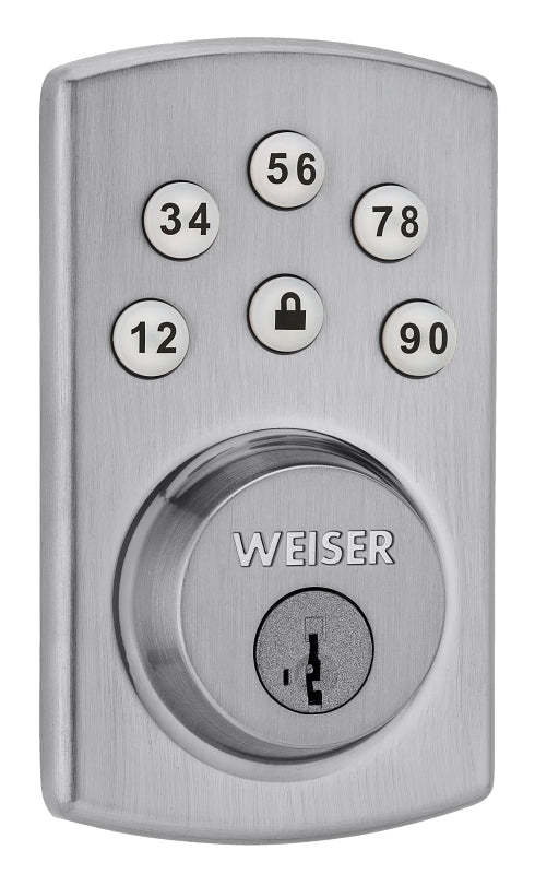 Weiser Electronics Powerbolt 2 Series 9GED14600-104 Electronic Lock, Traditional Design, Satin Chrome, Residential