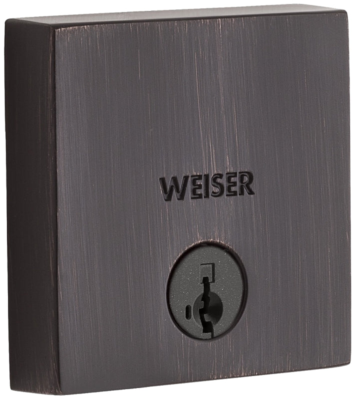 Weiser Downtown Series 9GD14710-019 Deadbolt, 1 Grade, Zinc, Venetian Bronze, 2-3/8 to 2-3/4 in Backset, KW1 Keyway