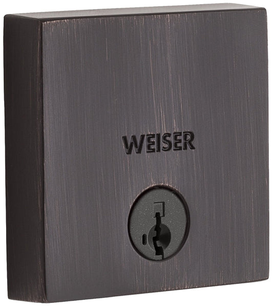 Weiser Downtown Series 9GD14710-019 Deadbolt, 1 Grade, Zinc, Venetian Bronze, 2-3/8 to 2-3/4 in Backset, KW1 Keyway