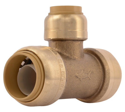 SharkBite U412LFA Pipe Tee, 3/4 x 1/2 in, Push-Fit, DZR Brass, 200 psi Pressure