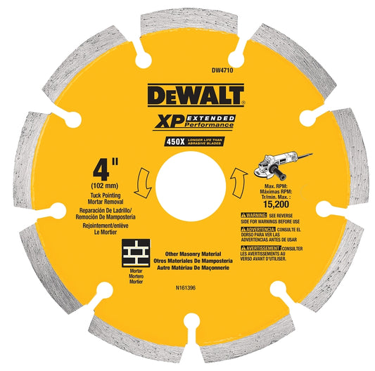 DeWALT Tuckpoint DW4710 Saw Blade, 4 in Dia, 7/8 in, 5/8 in, 20 mm Arbor, Cobalt/Diamond Cutting Edge