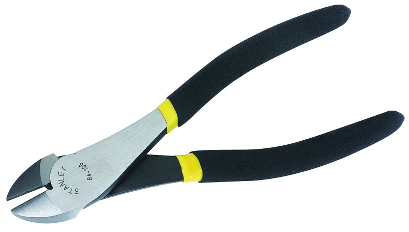 Stanley 84-105 Diagonal Cutting Plier, 6-3/16 in OAL, 25 mm Cutting Capacity, Black Handle, Double Dipped Handle