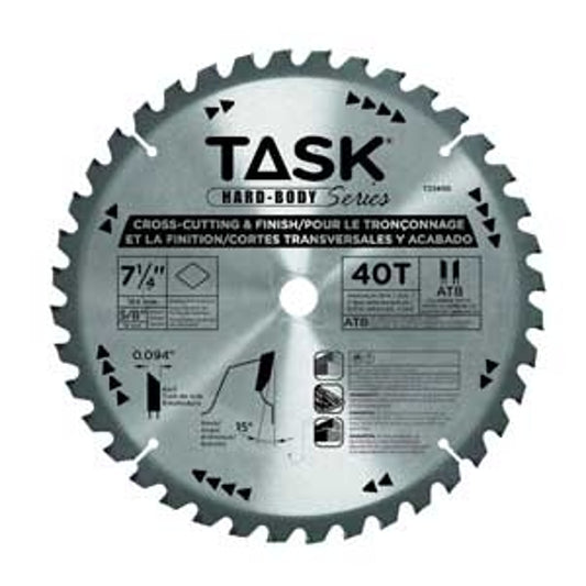 Task XT1060B Circular Saw Blade, 10 in Dia, 5/8 in Arbor, 60-Teeth, Tungsten Carbide Cutting Edge