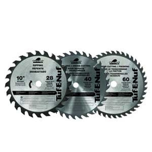 Tuf-E-Nuf 09975 Circular Saw Blade Set, 7-1/4 in Dia, Carbide Cutting Edge