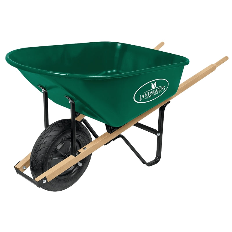 Landscapers Select Homeowners Wheelbarrow Kit, 6 cu-ft Volume, Steel, 1 -Wheel, Pneumatic Wheel, 16 in Wheel