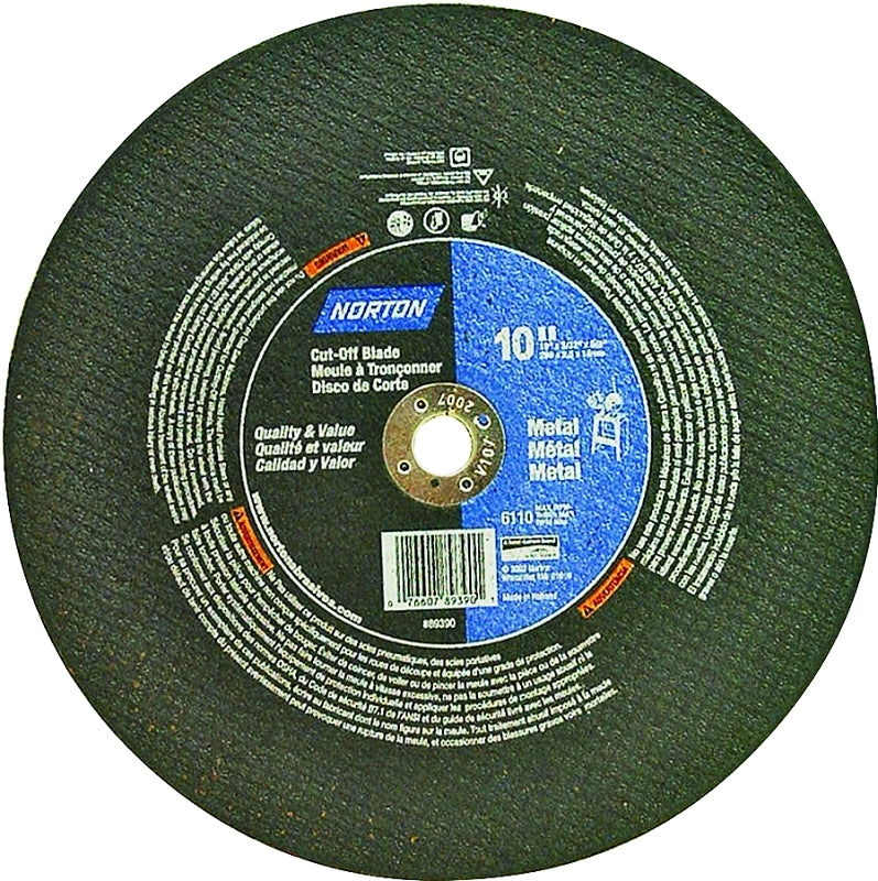 Norton 89390 Abrasive Wheel, 10 in Dia, 3/32 in Thick, 5/8 in Arbor, Aluminum Oxide Abrasive