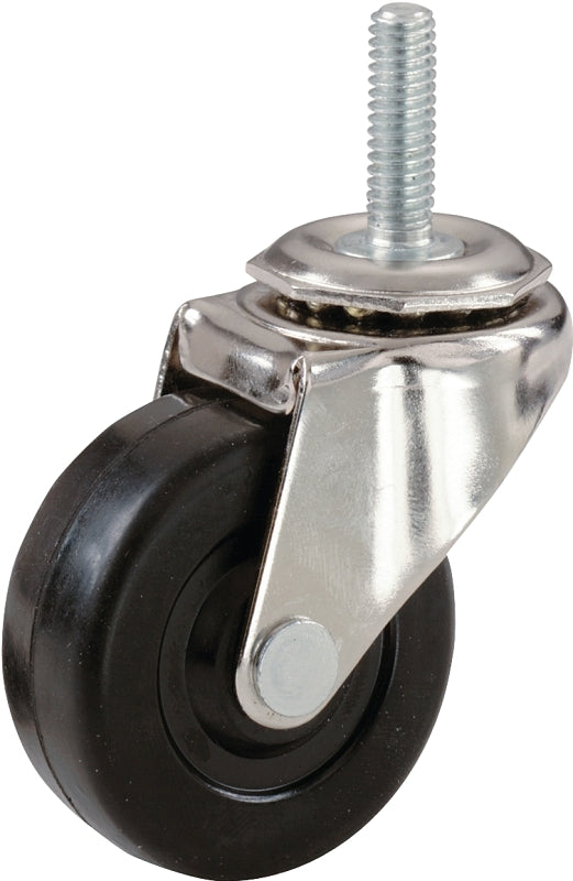 Shepherd Hardware 9344 Swivel Caster, 2 in Dia Wheel, Rubber Wheel, 80 lb