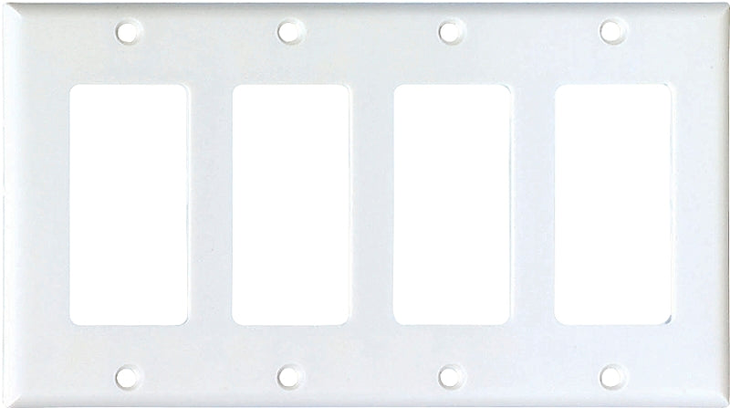 Eaton Cooper Wiring 2164W-BOX Wallplate, 4-1/2 in L, 8.19 in W, 4 -Gang, Thermoset, White, High-Gloss