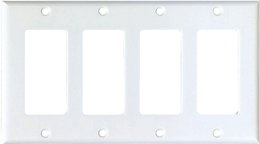 Eaton Cooper Wiring 2164W-BOX Wallplate, 4-1/2 in L, 8.19 in W, 4 -Gang, Thermoset, White, High-Gloss