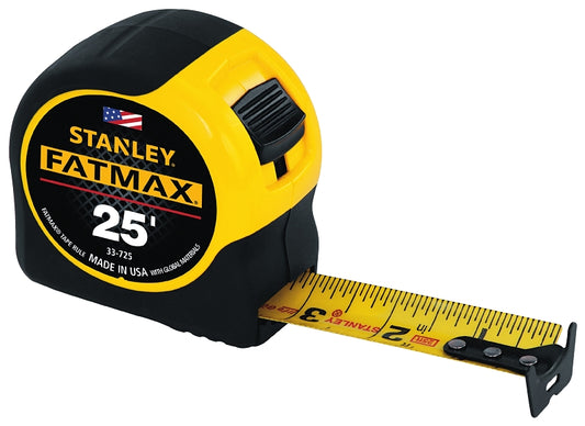 Stanley 33-725 Classic Tape, 25 ft L Blade, 1-1/4 in W Blade, Black/Yellow Case