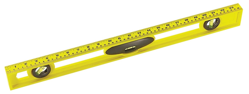 Stanley 42-468 I-Beam Level, 24 in L, 3-Vial, 2-Hang Hole, Non-Magnetic, ABS, Yellow