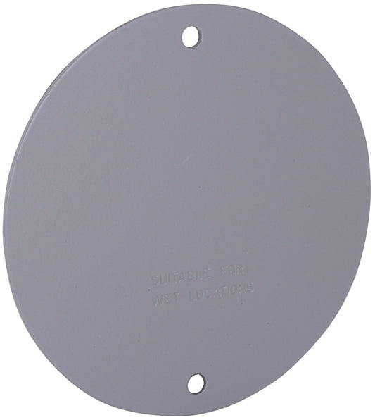 Hubbell 5374-0 Cover, 4-1/8 in W, Round, Aluminum, Gray, Powder-Coated