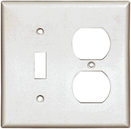 Eaton Cooper Wiring 2138W-BOX Combination Wallplate, 4-1/2 in L, 4.56 in W, 2 -Gang, Thermoset, White, High-Gloss