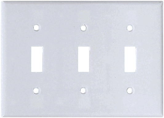 Eaton Wiring Devices 2141W-BOX Wallplate, 4-1/2 in L, 6-3/8 in W, 3 -Gang, Thermoset, White, High-Gloss