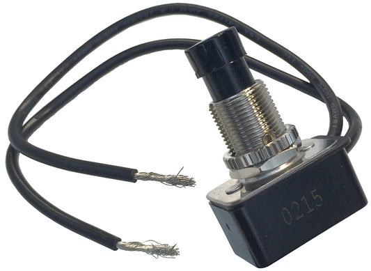 GB GSW-21 Pushbutton Switch, 4/8/10 A, 125/250 V, SPST, Lead Wire Terminal, Plastic Housing Material, Chrome