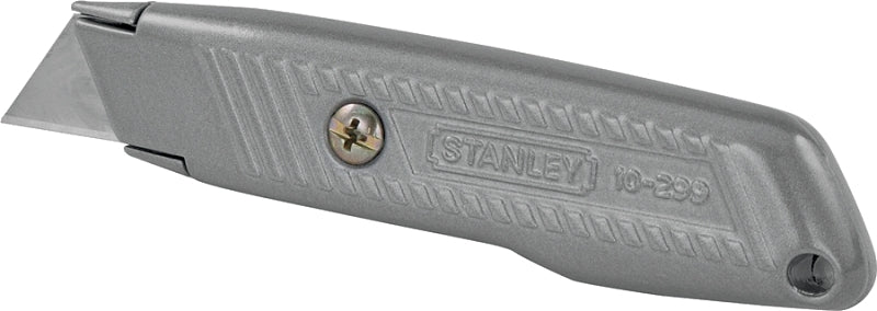 Stanley 10-299 Utility Knife, 2-7/16 in L Blade, 3 in W Blade, HCS Blade, Contour-Grip Handle, Gray Handle