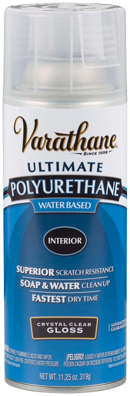 Rust-Oleum 200081 Polyurethane, Gloss, Liquid, Crystal Clear, 11.25 oz, Aerosol Can