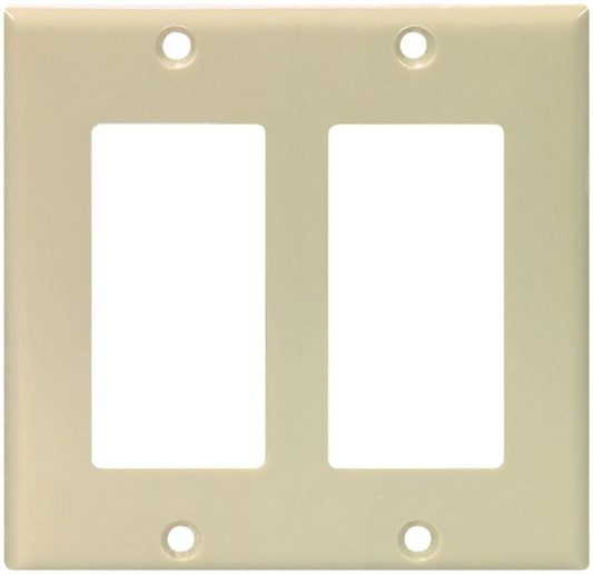 Eaton Cooper Wiring 2152 2152V-BOX Wallplate, 4-1/2 in L, 4.56 in W, 2 -Gang, Thermoset, Ivory, High-Gloss