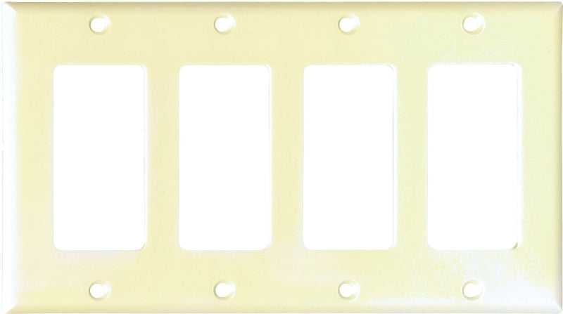 Eaton Cooper Wiring 2164 2164V-BOX Wallplate, 4-1/2 in L, 8.19 in W, 4 -Gang, Thermoset, Ivory, High-Gloss