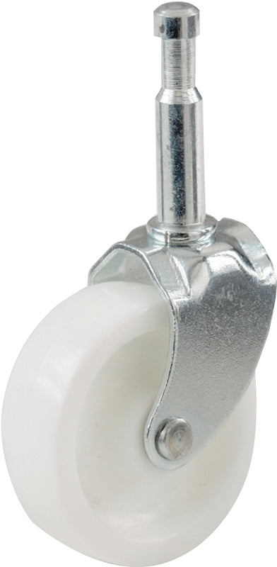 Shepherd Hardware 9053 Swivel Caster, 1-1/4 in Dia Wheel, Plastic Wheel, White, 40 lb