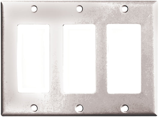 Eaton 2163W-BOX Wallplate, 4-1/2 in L, 3-3/8 in W, 3-Gang, Thermoset, White, High-Gloss