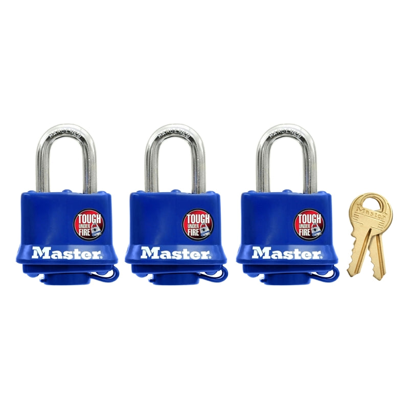 Master Lock 312TRI Padlock, Keyed Alike Key, 9/32 in Dia Shackle, 1-1/16 in H Shackle, Steel Shackle, Steel Body