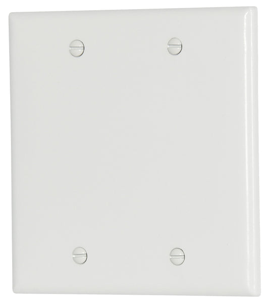 Eaton Cooper Wiring 2137W-BOX Wallplate, 4-1/2 in L, 4.56 in W, 0.08 in Thick, 2 -Gang, Thermoset, White