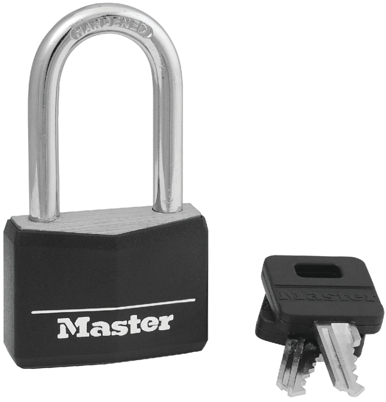 Master Lock 141DLF Padlock, Keyed Different Key, Large Shackle, 1/4 in Dia Shackle, 1-1/2 in H Shackle, Steel Shackle