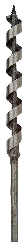 Irwin 49908 Power Drill Auger Bit, 1/2 in Dia, 7-1/2 in OAL, Solid Center Flute, 1-Flute, 7/32 in Dia Shank, Hex Shank