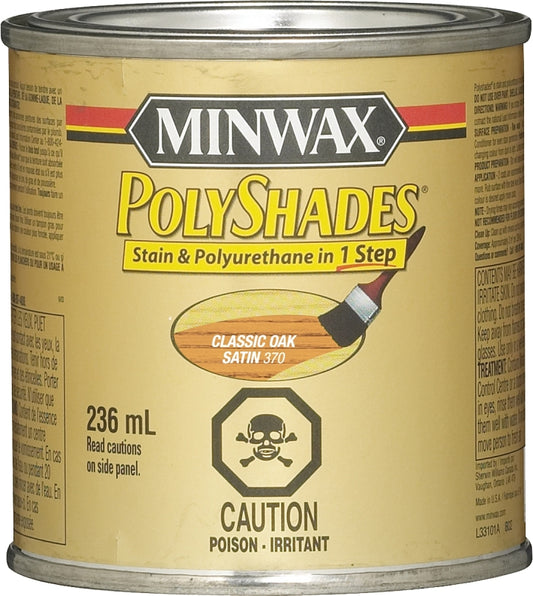 Minwax PolyShades 337014444 Polyurethane, Satin, Liquid, Classic Oak, 236 mL