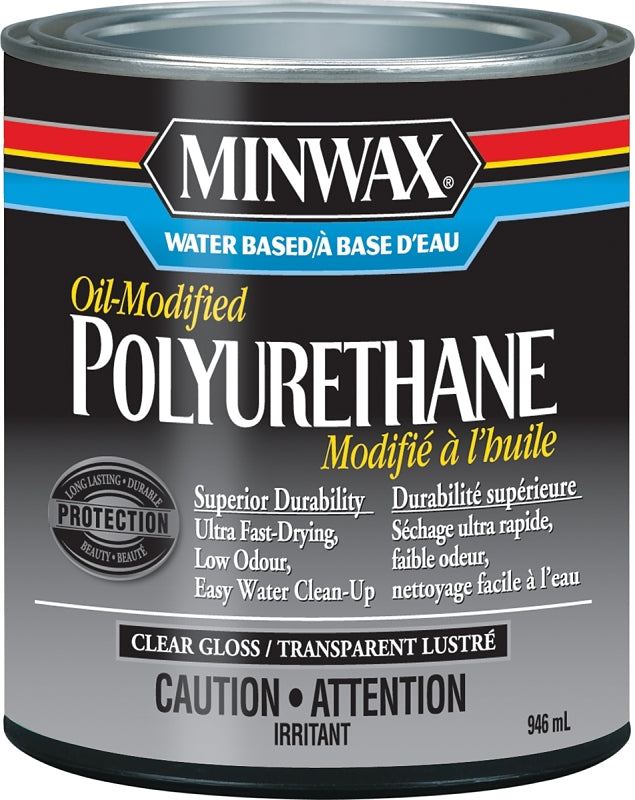 Minwax CM6301504 Polyurethane, Gloss, Liquid, Clear, 1 qt, Can