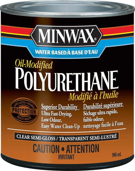 Minwax CM6302004 Polyurethane, Semi-Gloss, Liquid, Clear, 1 qt, Can