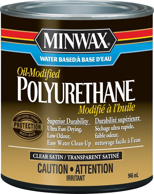 Minwax CM6302504 Oil-Modified Polyurethane, Satin, Liquid, Clear, 946 mL