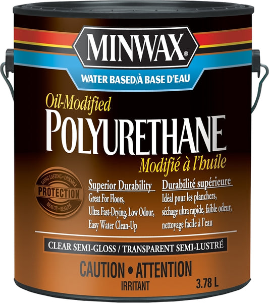 Minwax CM7103200 Oil-Modified Polyurethane, Semi-Gloss, Liquid, Clear, 3.78 L