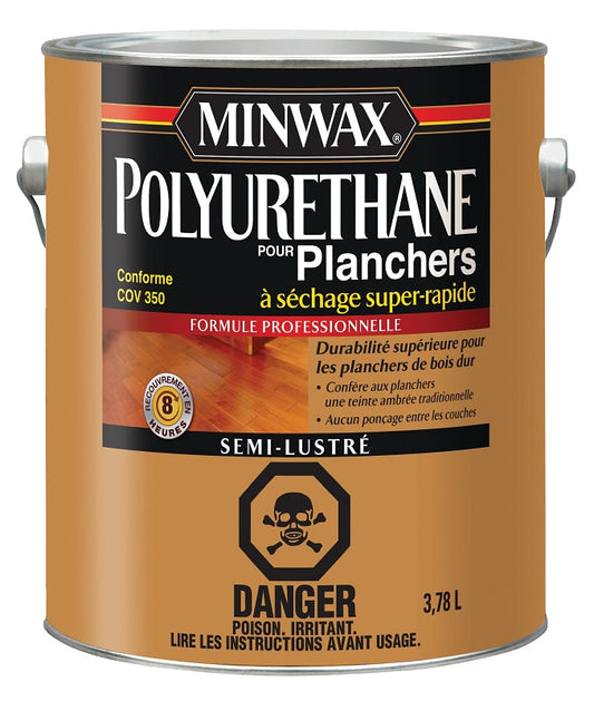 Minwax CM1302400 Super Fast Drying Polyurethane, Semi-Gloss, Liquid, Clear, 3.78 L