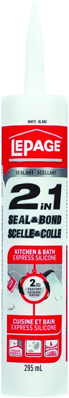 LePage SEAL & BOND 1380424 Kitchen and Bath Sealant, White, 40 to 120 deg F, 295 mL Cartridge