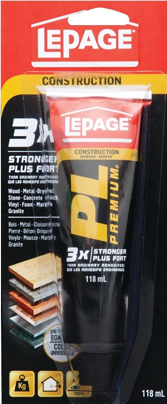 LePage PL Premium 1584230 Construction Adhesive, Tan, 118 mL Tube