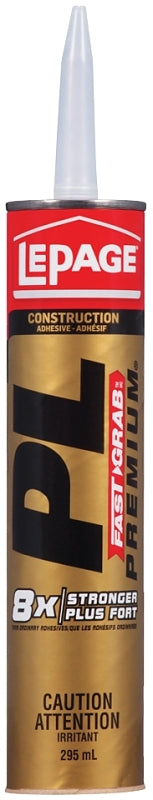 LePage PL Premium 1417396 Construction Adhesive, Gray, 295 mL Cartridge